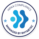 HIPAA Compliance badge, managed by Rhymetec